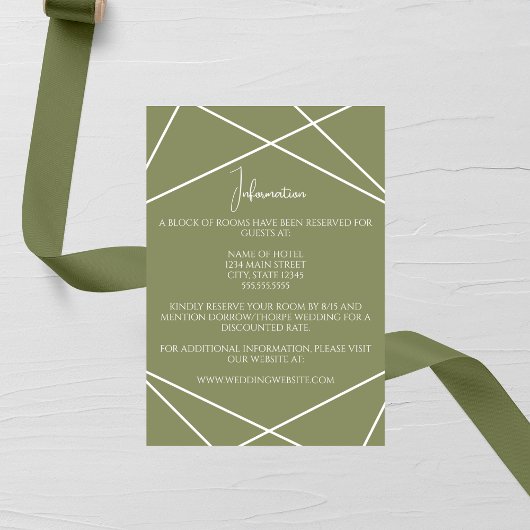 Sage Green and White Geometric Wedding エンクロージャーカード