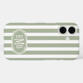 Sage Green and White Monogrammed Stripes Case-Mate iPhoneケース (裏面 (横))