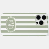 Sage Green and White Monogrammed Stripes Case-Mate iPhoneケース (裏面 (横))