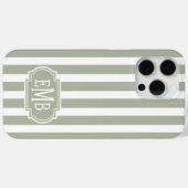 Sage Green and White Monogrammed Stripes Case-Mate iPhoneケース (裏面 (横))