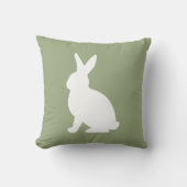 Sage Green And White Sitting Bunny Cute Easter クッション (正面)