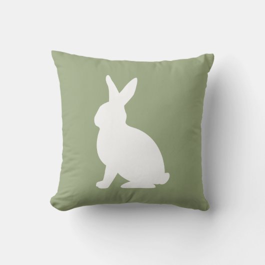 Sage Green And White Sitting Bunny Cute Easter クッション (正面)