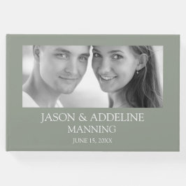 Sage Green Anyフォト白黒結婚ズ ゲストブック