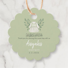 Sage Green Aqiqah Favor Tag- Thank You Label フェイバータグ