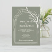 Sage Green Arch Botanical Wedding Invitation (スタンド正面)