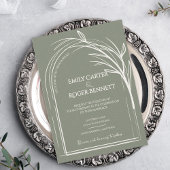 Sage Green Arch Botanical Wedding Invitation