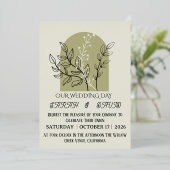 Sage Green Arch Botanical Wedding Invitation   箔招待状 (立ち正面)