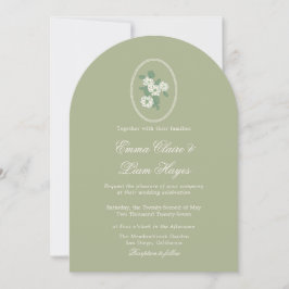 Sage Green Arch Chinoiserie Wedding Invitation 招待状