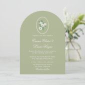 Sage Green Arch Chinoiserie Wedding Invitation 招待状 (スタンド正面)
