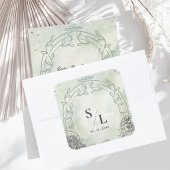 Sage Green Arch Monogram Initials Wedding Envelope スクエアシール