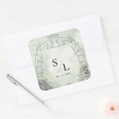 Sage Green Arch Monogram Initials Wedding Envelope スクエアシール (封筒)
