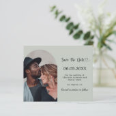 Sage green arch photo wedding Save the Date card (スタンド正面)
