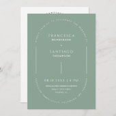 Sage Green Arch QRコード結婚の写真招待状 招待状 (正面/裏面)