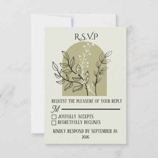 Sage Green Arch RSVP Card (正面)