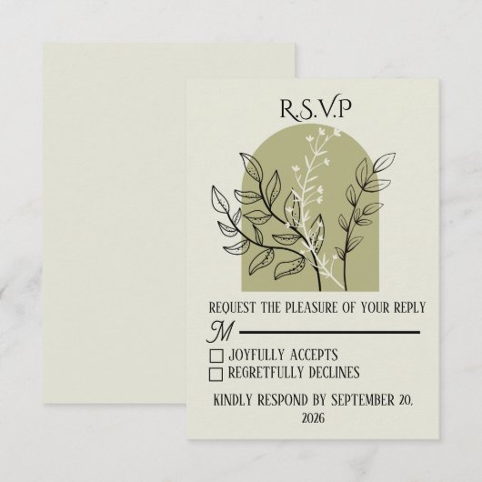 Sage Green Arch RSVP Card (正面/裏面)