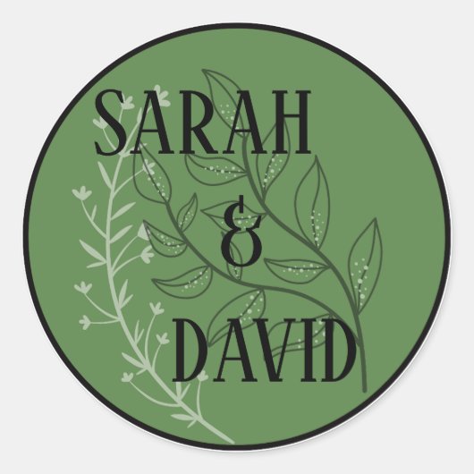 Sage Green Arch Wedding Sticker ラウンドシール (正面)