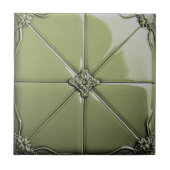 Sage Green Art Deco  Ceramic Tile タイル (正面)