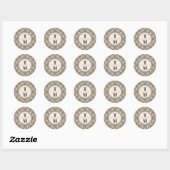 Sage Green Art Deco Monogram Wedding Sticker ラウンドシール (シート)