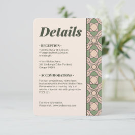 Sage Green Art Deco Wedding Details QR Code Card エンクロージャーカード
