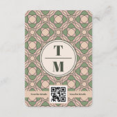 Sage Green Art Deco Wedding Details QR Code Card エンクロージャーカード (裏面)