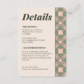 Sage Green Art Deco Wedding Details QR Code Card エンクロージャーカード (正面)