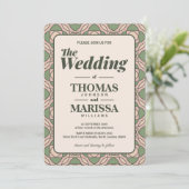 Sage Green Art Deco Wedding Invitation QR Code 招待状 (スタンド正面)