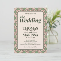 Sage Green Art Deco Wedding Invitation QR Code