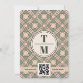 Sage Green Art Deco Wedding Invitation QR Code 招待状 (裏面)