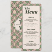 Sage Green Art Deco Wedding Menu Card メニュー (正面/裏面)
