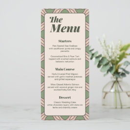 Sage Green Art Deco Wedding Menu Card メニュー