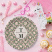 Sage Green Art Deco Wedding Paper Plates ペーパープレート (パーティー)