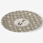 Sage Green Art Deco Wedding Paper Plates ペーパープレート (アングル)