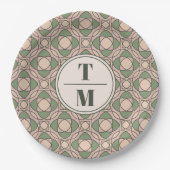 Sage Green Art Deco Wedding Paper Plates ペーパープレート (正面)
