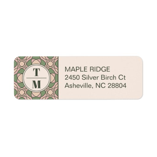 Sage Green Art Deco Wedding Return Address Label ラベル (正面)
