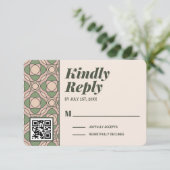Sage Green Art Deco Wedding RSVP Card QR Code (スタンド正面)
