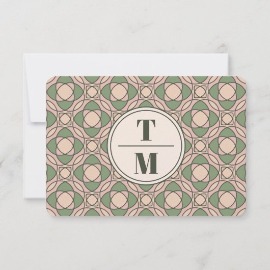 Sage Green Art Deco Wedding RSVP Card QR Code (裏面)
