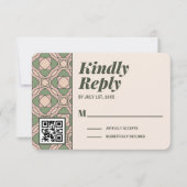 Sage Green Art Deco Wedding RSVP Card QR Code (正面)