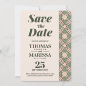 Sage Green Art Deco Wedding Save the Date Card (正面)