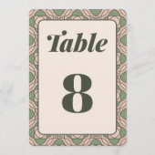 Sage Green Art Deco Wedding Table Number Card 招待状 (正面)