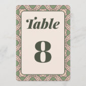 Sage Green Art Deco Wedding Table Number Card 招待状 (裏面)