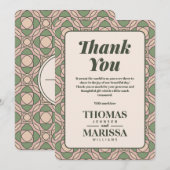 Sage Green Art Deco Wedding Thank You Card サンキューカード (正面/裏面)