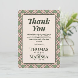Sage Green Art Deco Wedding Thank You Card サンキューカード