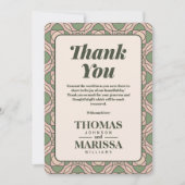 Sage Green Art Deco Wedding Thank You Card サンキューカード (正面)
