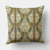 Sage Green Art Nouveau Lily Insect Pattern クッション (裏面)