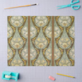 Sage Green Art Nouveau Lily Insect Pattern 薄葉紙 (クラフト)