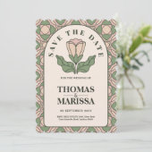 Sage Green Art Nouveau QR Code Save the Date (スタンド正面)