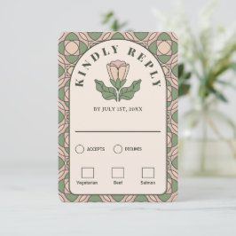 Sage Green Art Nouveau RSVP Card with Meal Choice