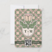 Sage Green Art Nouveau RSVP Card with Meal Choice (裏面)