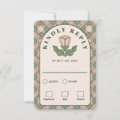 Sage Green Art Nouveau RSVP Card with Meal Choice (正面)