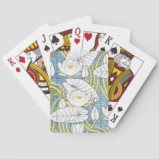 Sage Green Art Nouveau Water Lily Pattern トランプ (裏面)